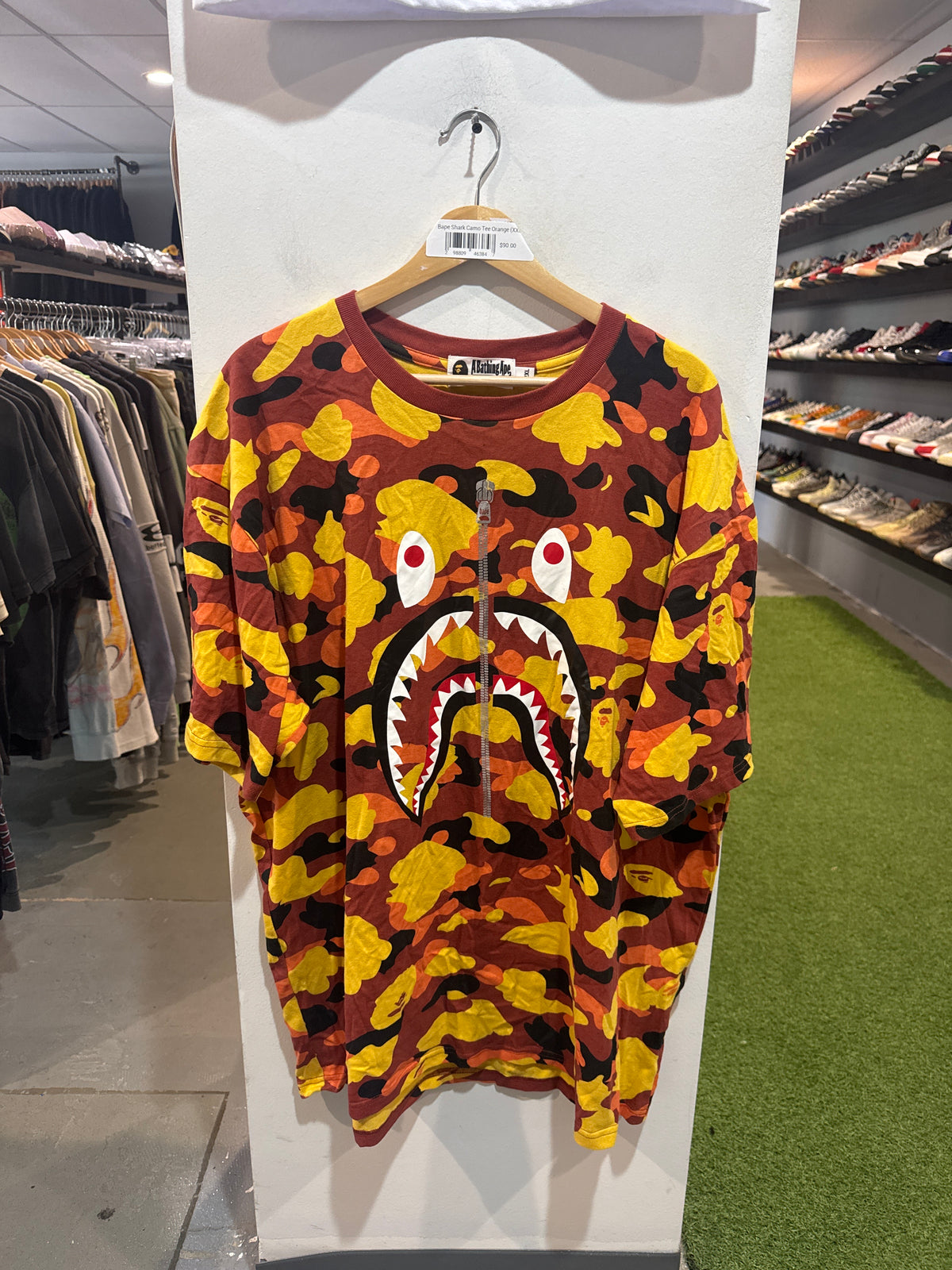 Bape Shark Camo Tee Orange (XXL)