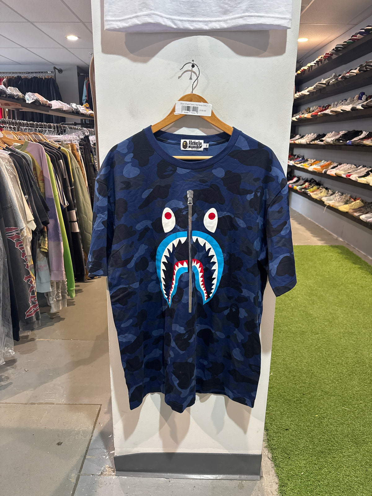 Bape Shark Camo Tee Navy (XXL)