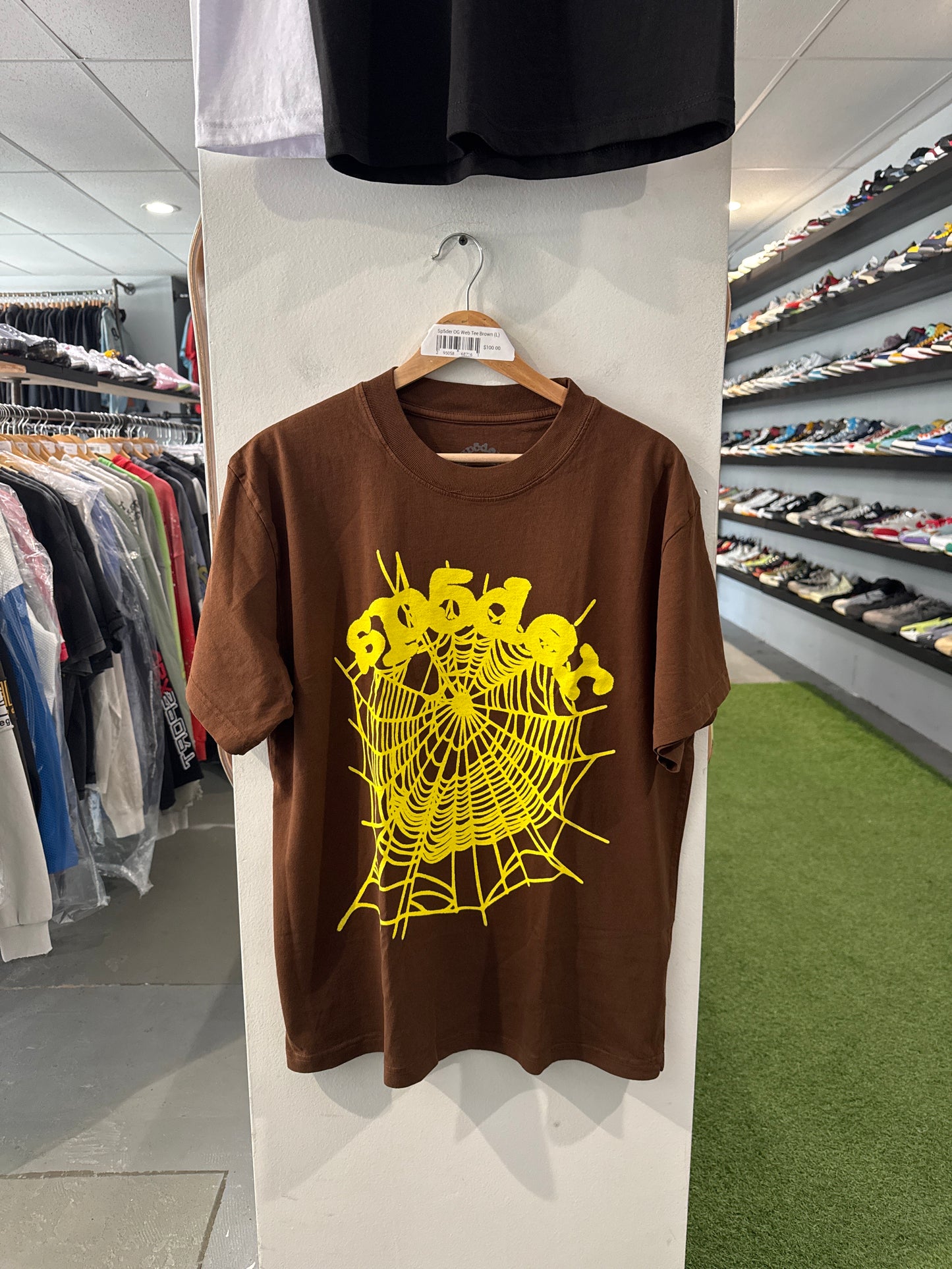 Sp5der OG Web Tee Brown/Yellow