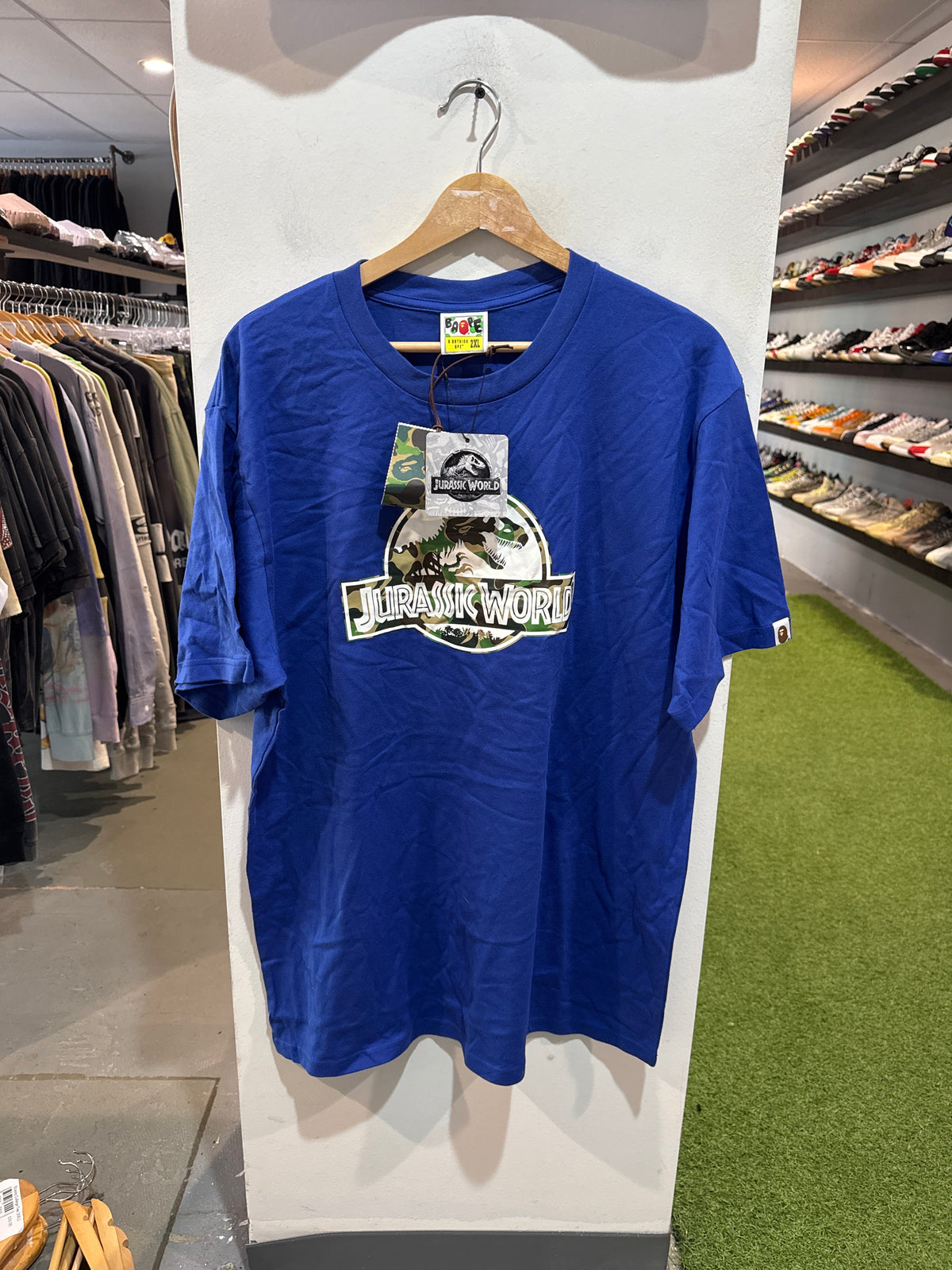 Bape xJurassic World Logo Tee Blue