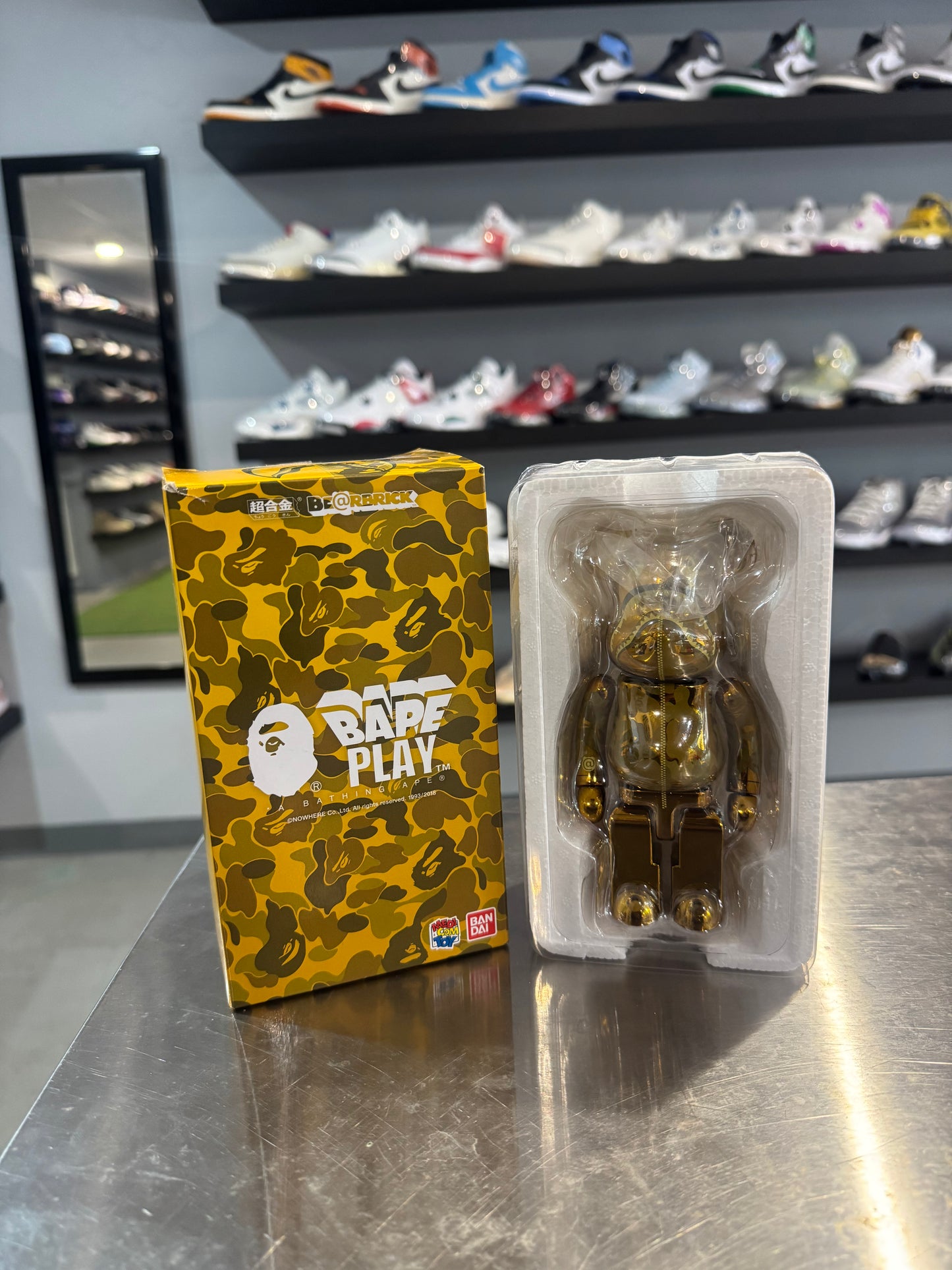 Bearbrick x Bape Gold Camo Shark Hoodie 200% Figure