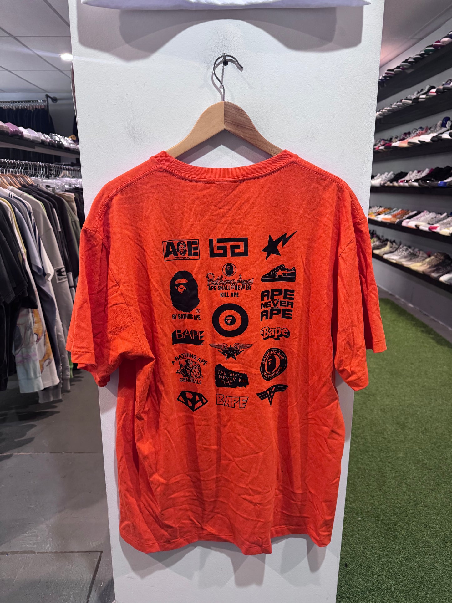 Bape Multi Logo Tee Orange (XXL)