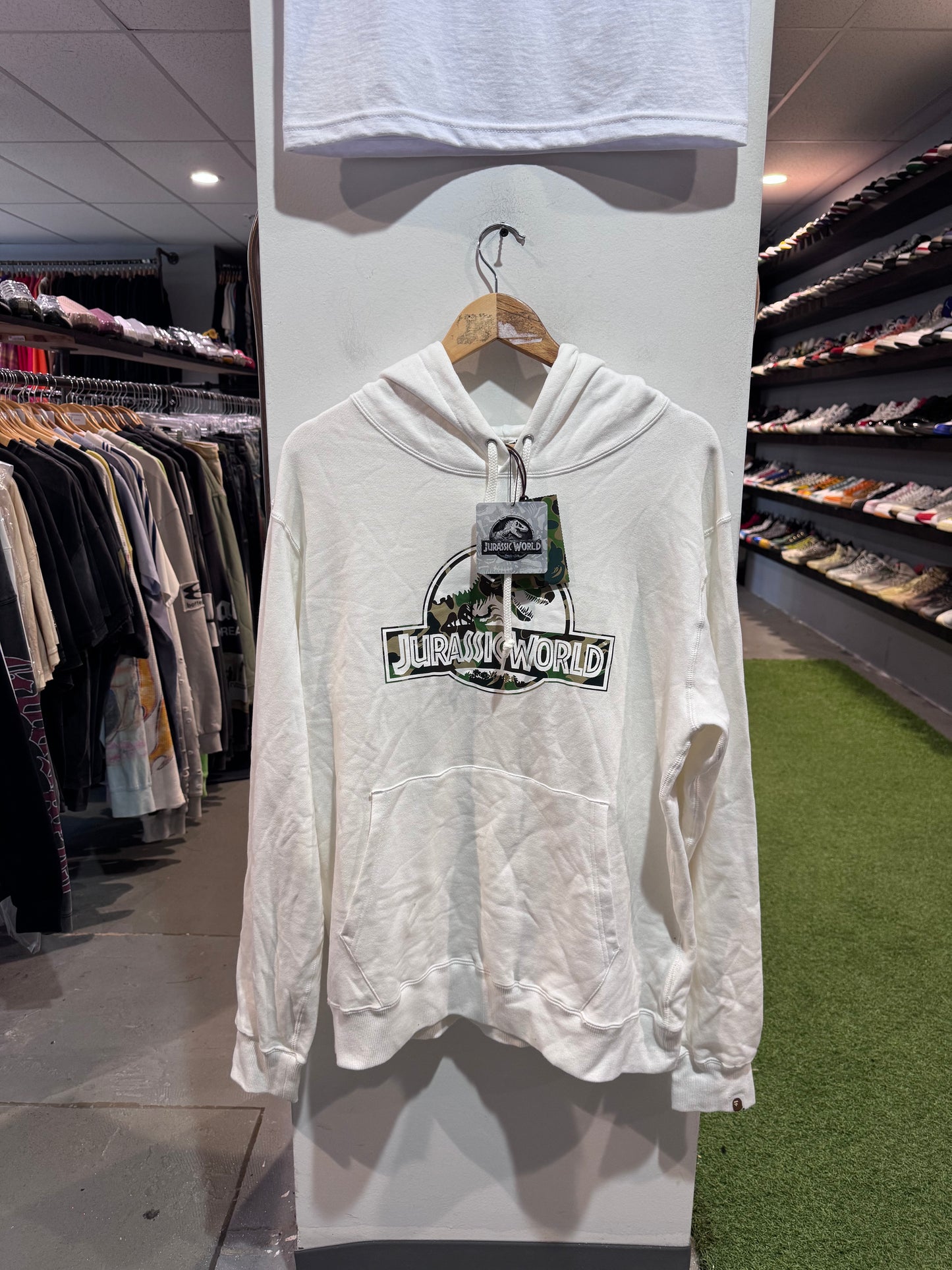 Bape x Jurassic World Logo Hoodie White