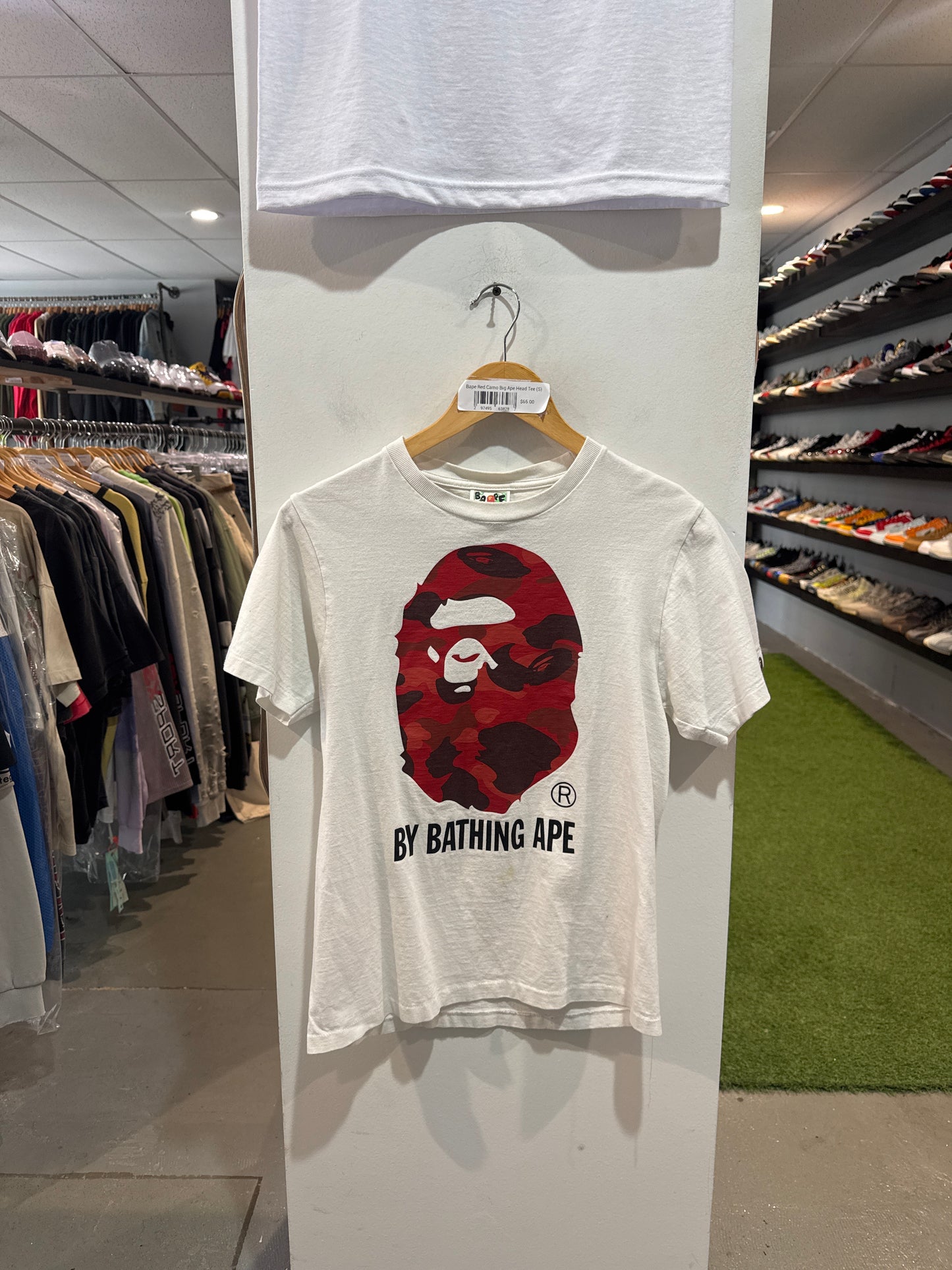 Bape Red Camo Big Ape Head Tee (S)