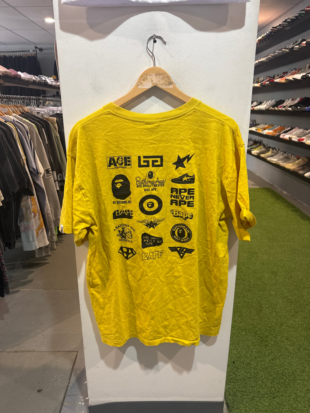 Bape Multi Logo Tee Yellow (XXL)