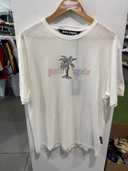 Palm Angels Linen Collar Tee White