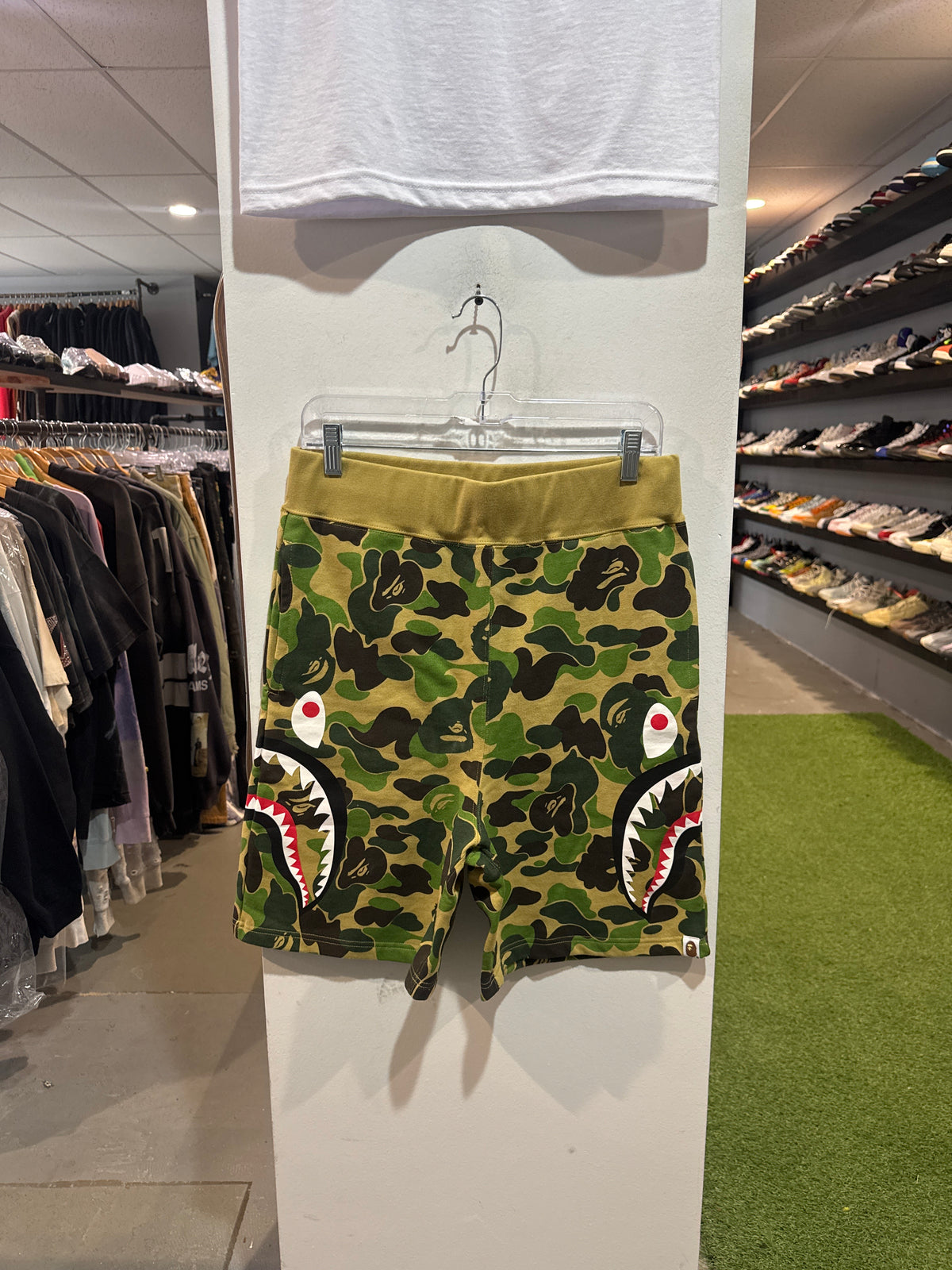 Bape Green Shark Camo Shorts (S)