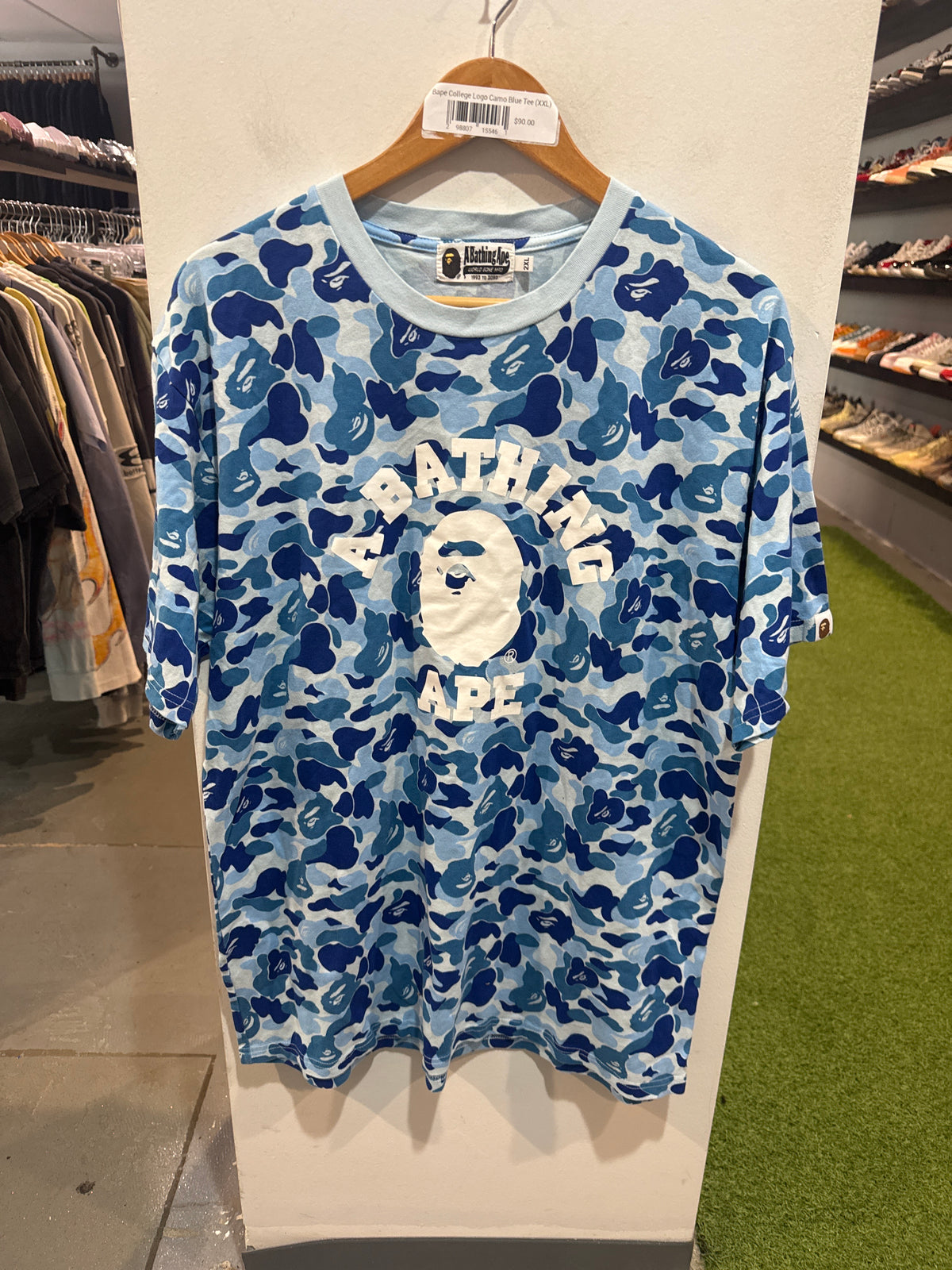 Bape Camo College logo Tee Blue (XXL)