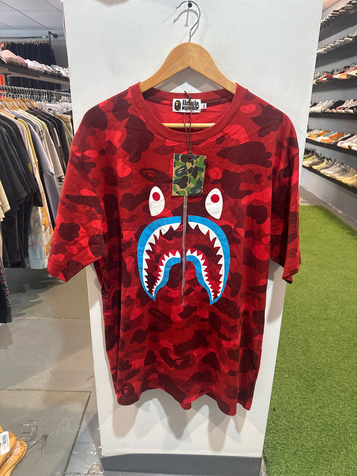 Bape Shark Camo Tee Red