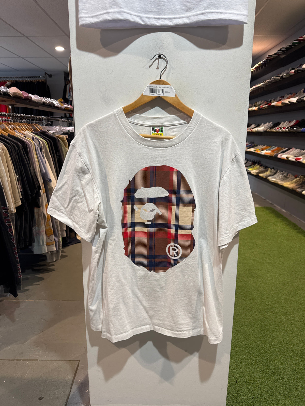 Bape Check Big Ape Head Tee (XL)