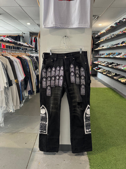 Who Decides War Arch Patch Jeans Black (34)