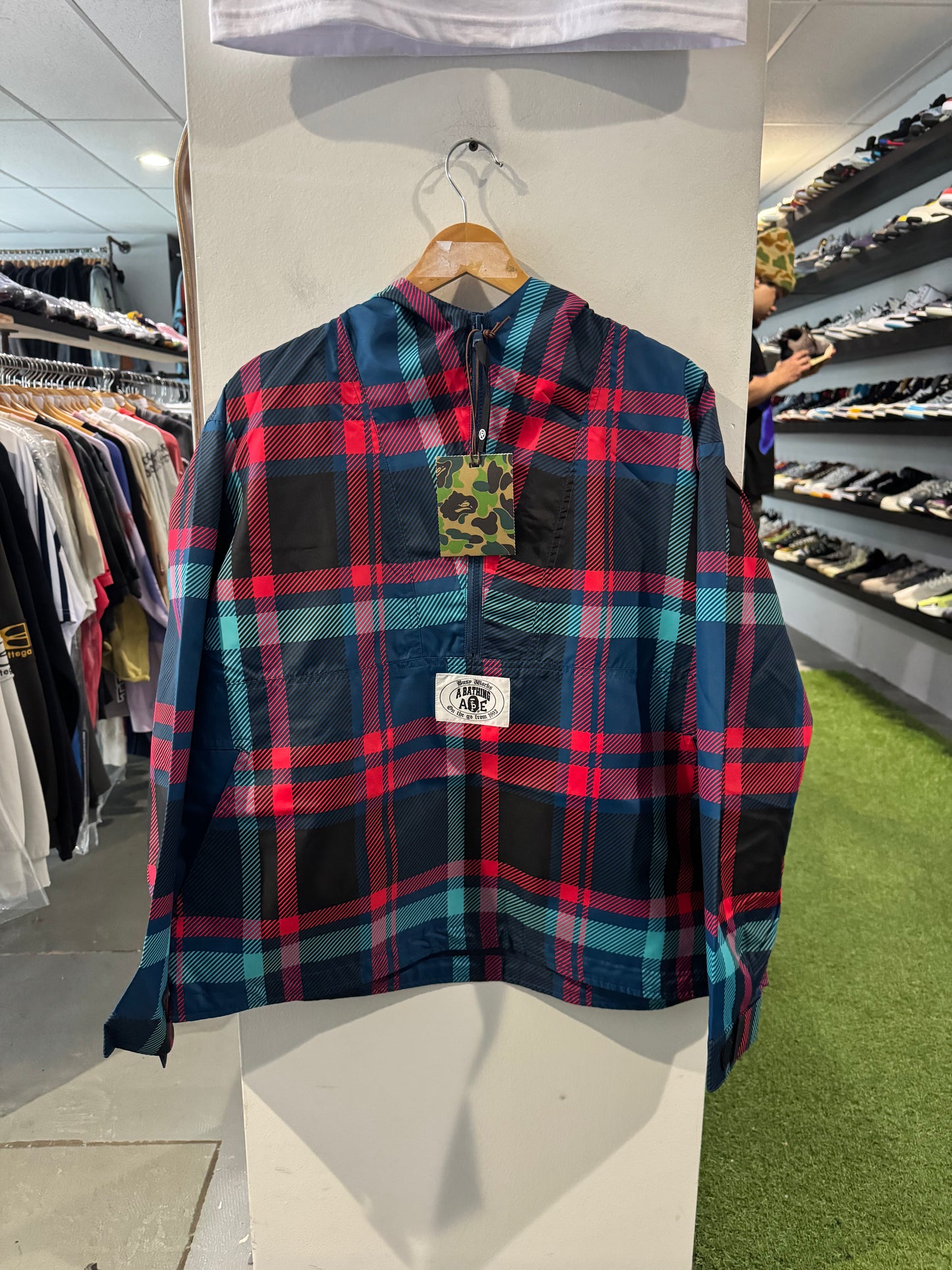 Bape Check Anorak Jacket Blue