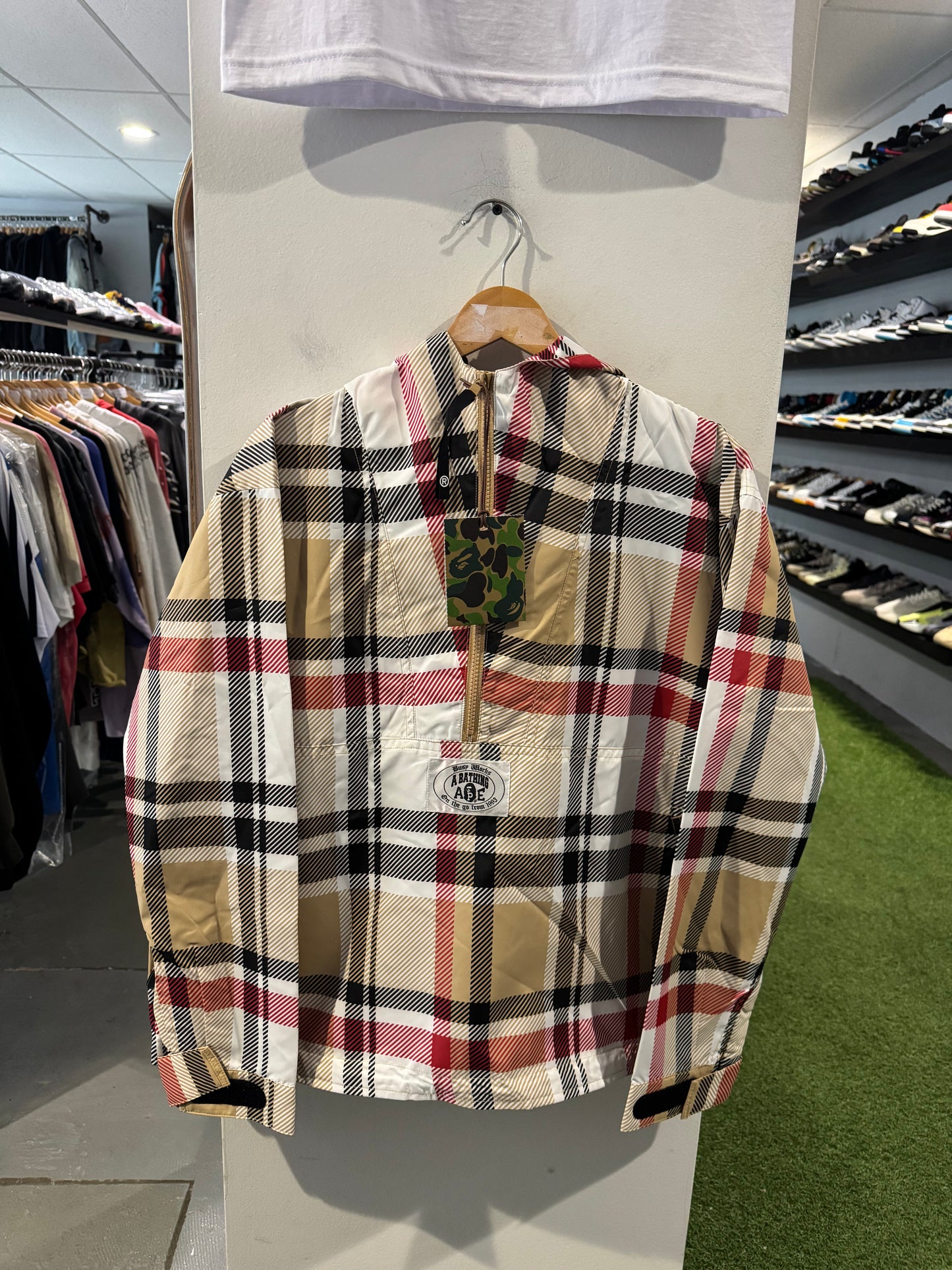 Bape Check Anorak Jacket Beige