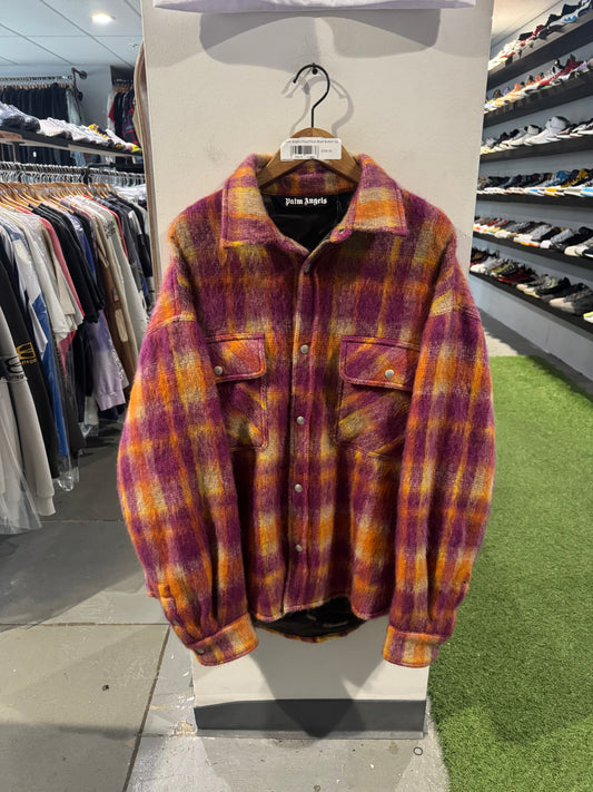 Palm Angels Plaid Print Wool Button Up