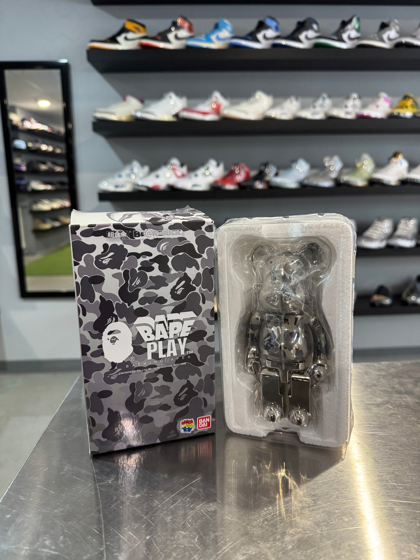 Bearbrick Bape Grey Camo Shark Hoodie 200% Figure