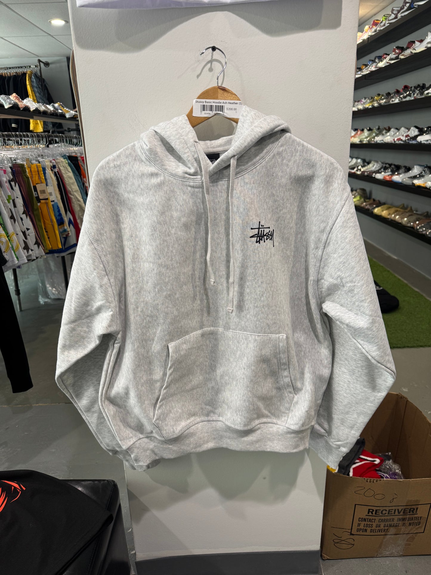 Stussy Basic Logo Hoodie Ash Heather