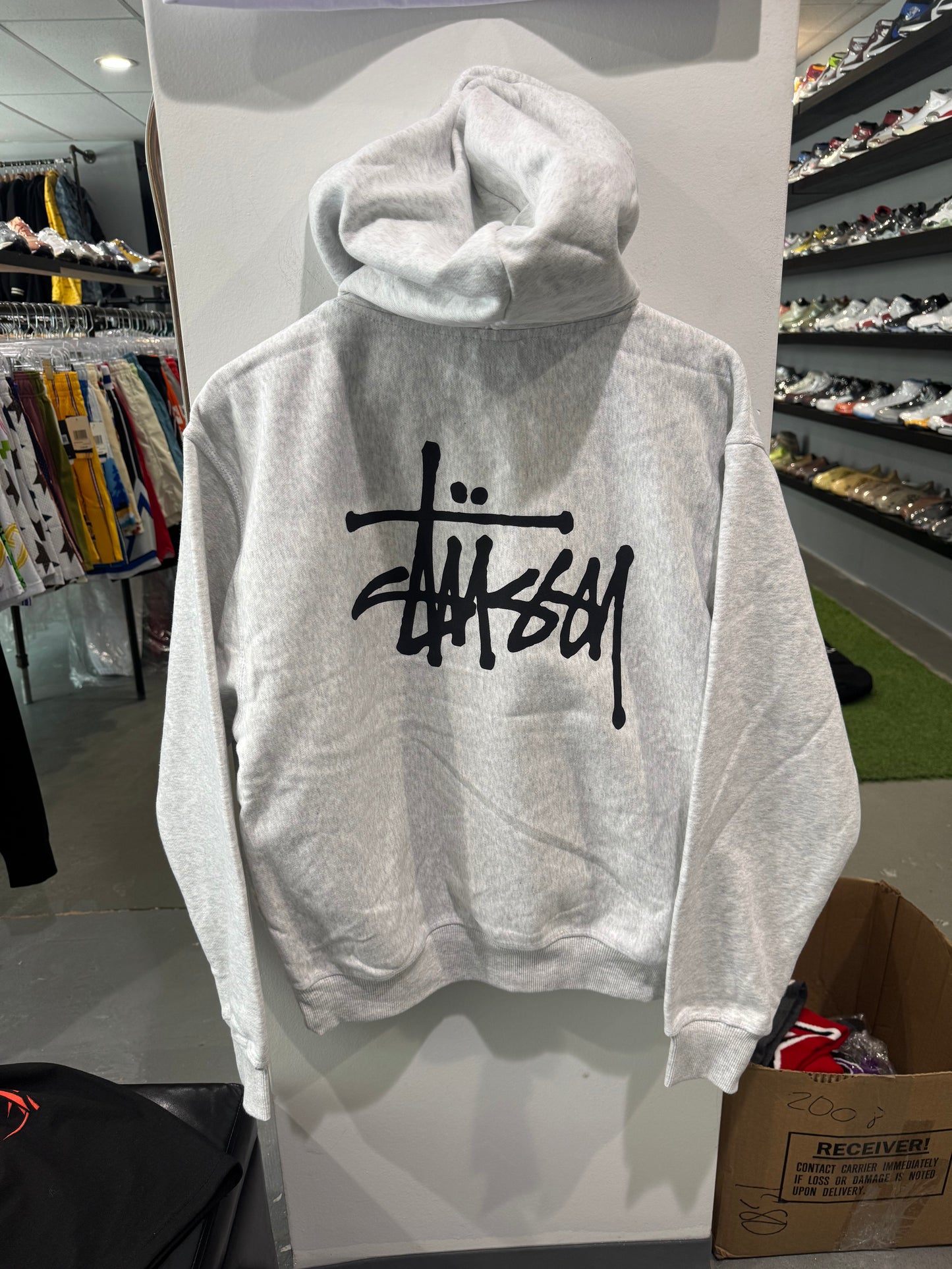 Stussy Basic Logo Hoodie Ash Heather