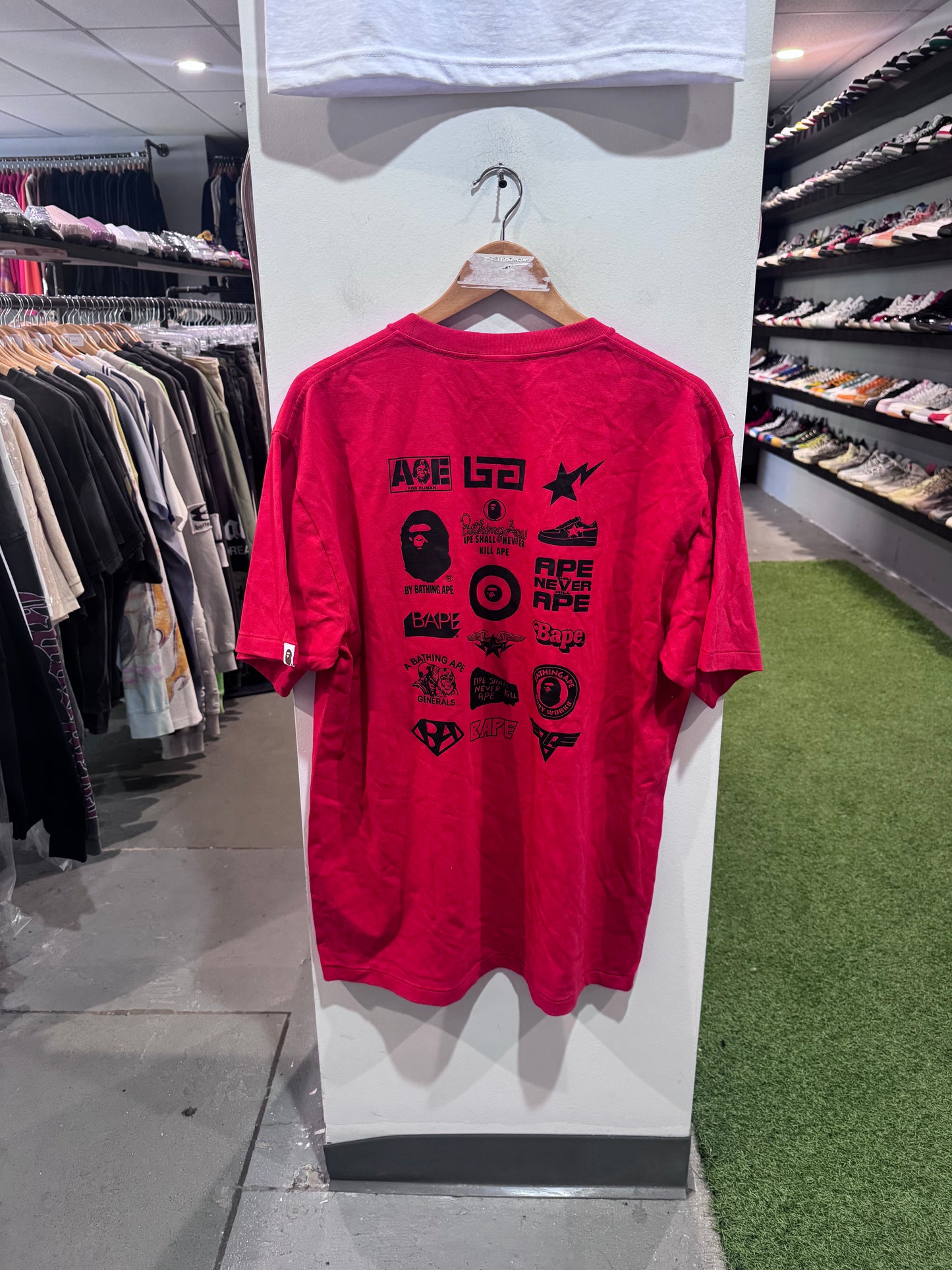 Bape Multi Logo Tee Red (XXL)