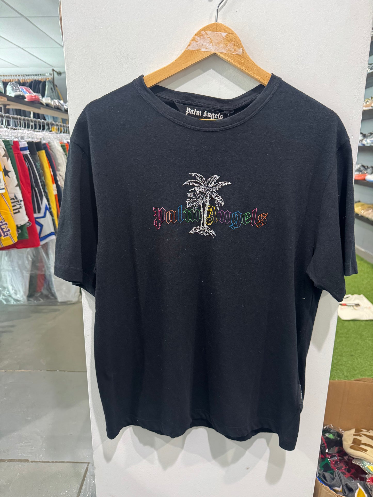 Palm Angels Linen Collar Tee Black