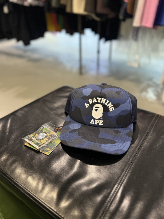 Bape Blue Camo College Mesh Trucker