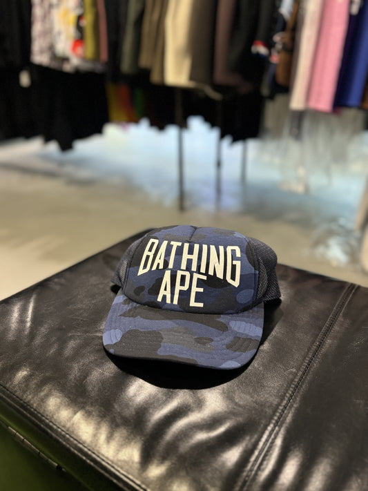 Bape NYC Logo Camo Mesh Trucker