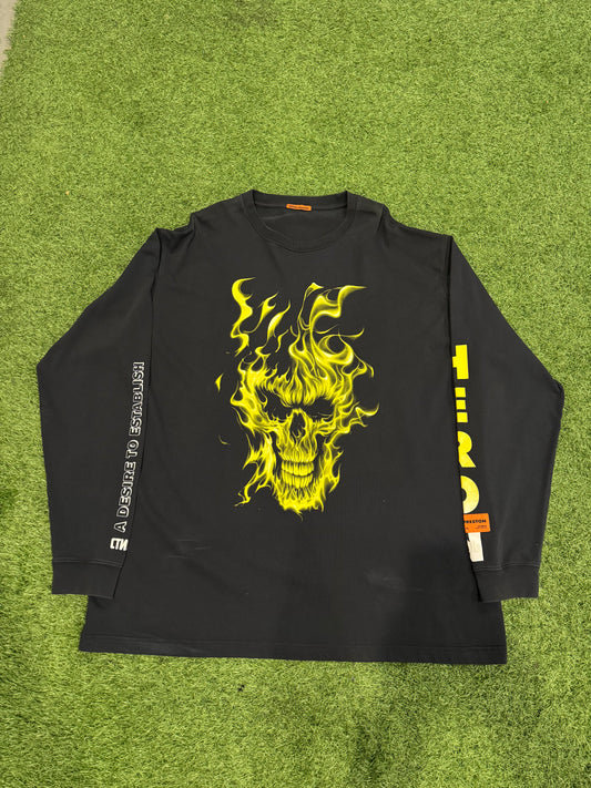 Heron Preston Flaming Skull L/S Navy