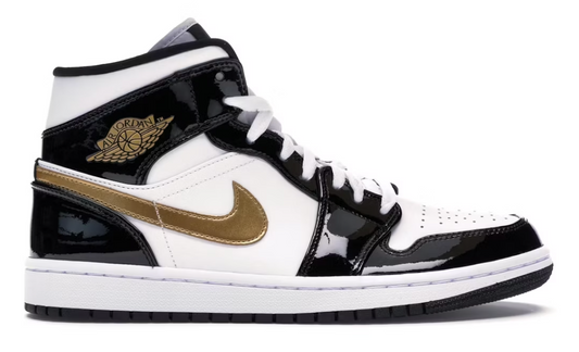 Jordan 1 Mid Patent Black/Gold