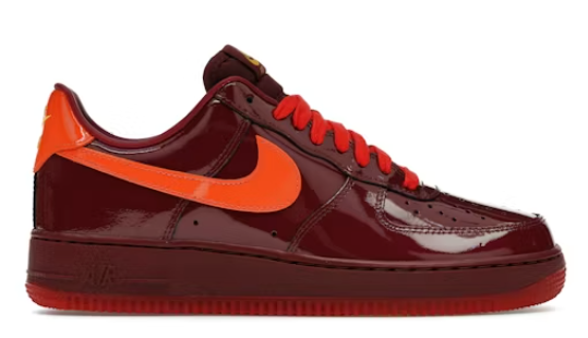 Air Force 1 Low Patent Leather Dark Team Red Safety Orange
